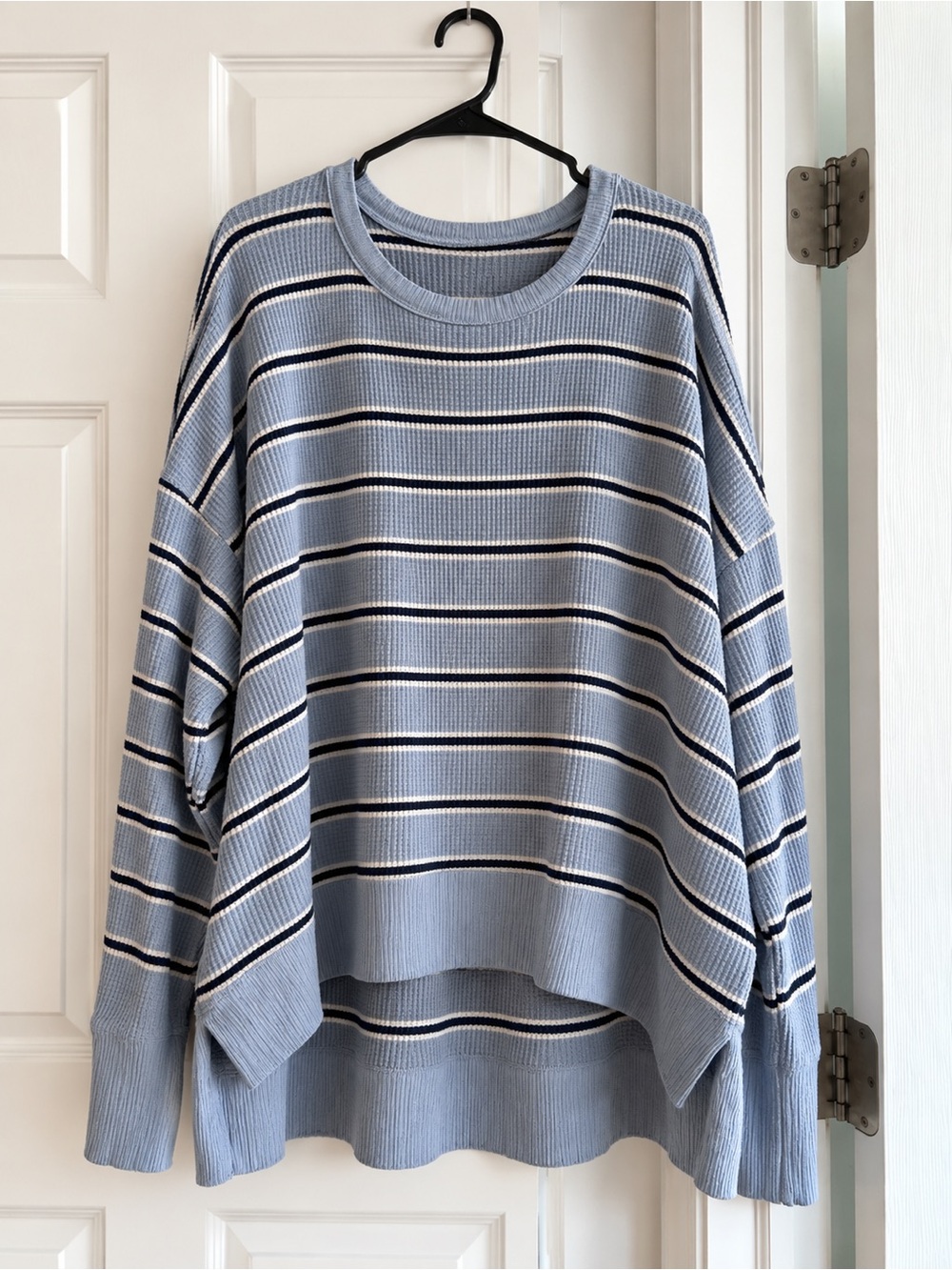 aerie Light Blue Striped Crewneck Sweater